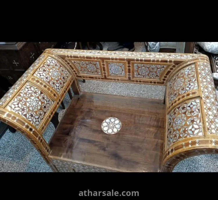 طقم خشب ليمون مع خشب الجوز مصدف