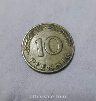 عملة معدنية ألمانية 10 فينيغ إصدار عام  1950  .
