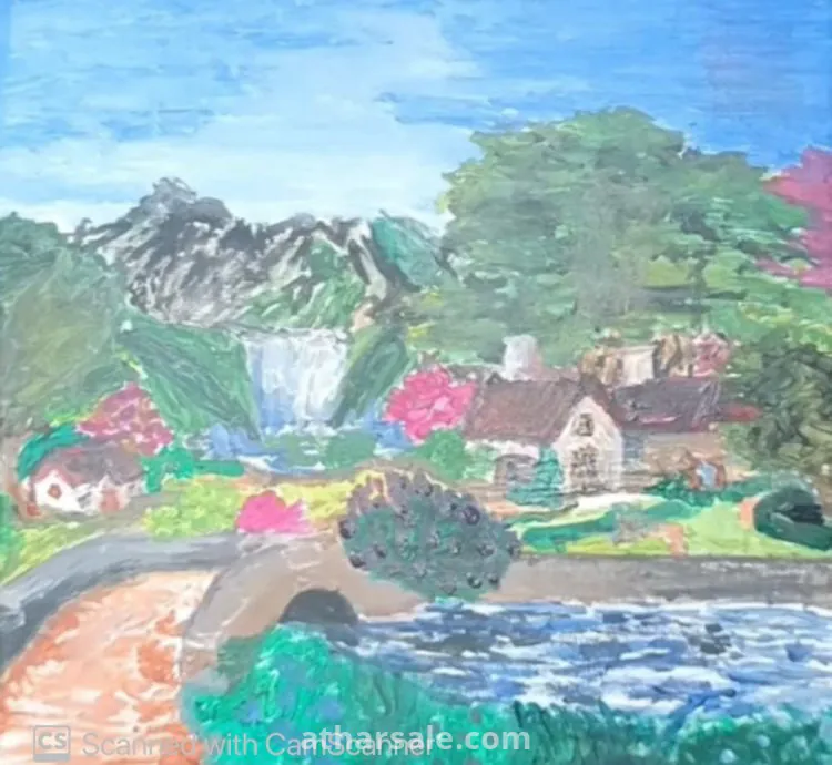 لوحة زيتية أصلية على قماش – منظر طبيعي خلاب