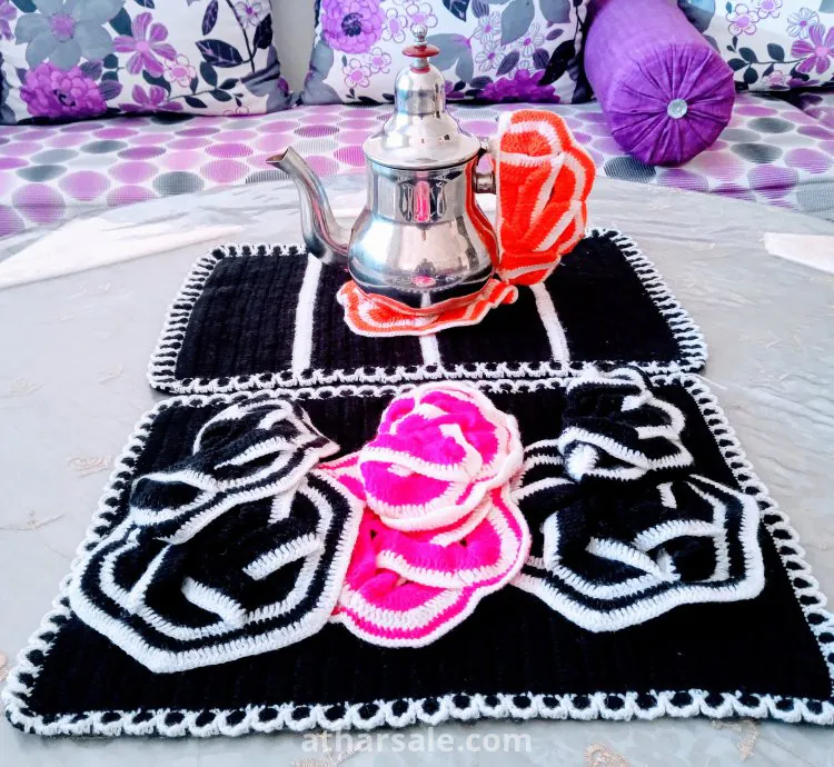 طقم سفرة مكون من 10 قطع يدوية الصنع من خيوط الصوف