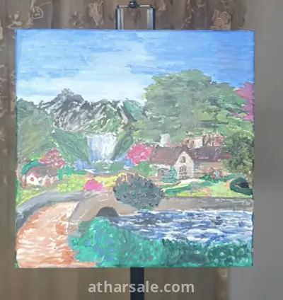 لوحة زيتية أصلية على قماش – منظر طبيعي خلاب