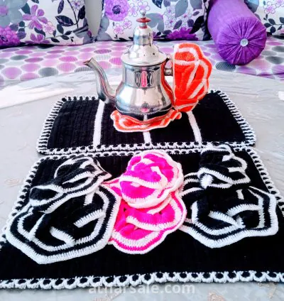 طقم سفرة مكون من 10 قطع يدوية الصنع من خيوط الصوف 7