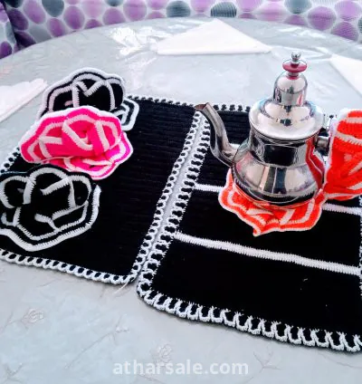 طقم سفرة مكون من 10 قطع يدوية الصنع من خيوط الصوف 4