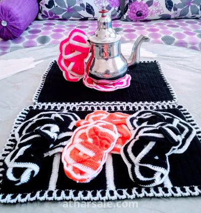 طقم سفرة مكون من 10 قطع يدوية الصنع من خيوط الصوف 3