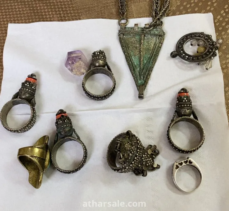 Antique beauty accessories and purple quartz stone