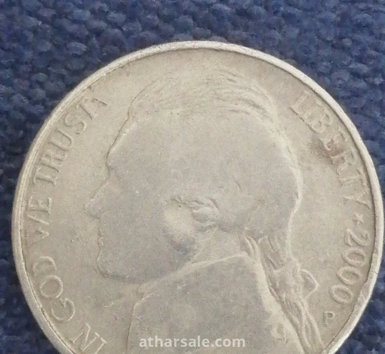 Five Cents of Jefferson's Era in 2000 and quarter A dollar  Washington era in 1999