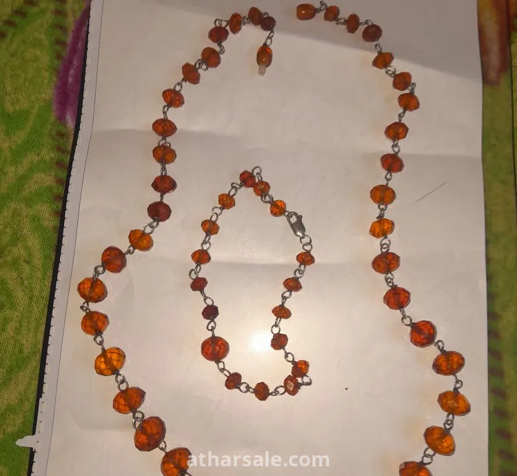 عقد واتسيال من العنبر البولونى والفضة