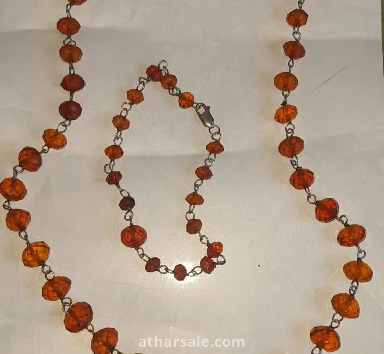 عقد واتسيال من العنبر البولونى والفضة