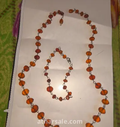 عقد واتسيال من العنبر البولونى والفضة 3