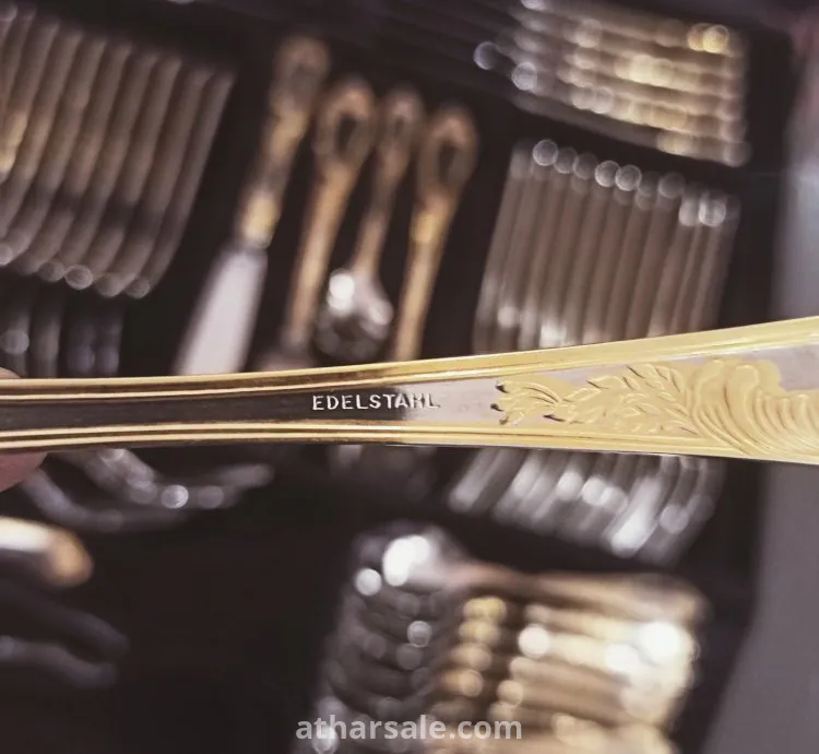 طقم أدوات مائدة ألماني فاخر Vintage – Bestecke Solingen – مطلي ذهب 23/24 قيراط