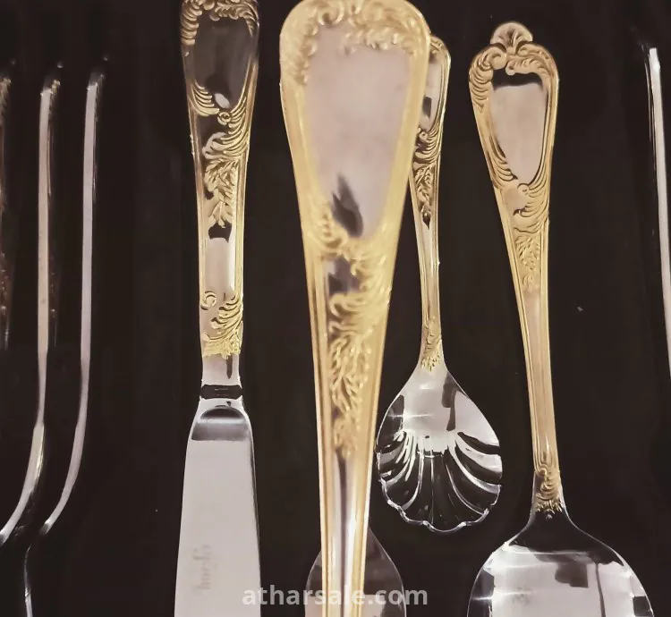 طقم أدوات مائدة ألماني فاخر Vintage – Bestecke Solingen – مطلي ذهب 23/24 قيراط