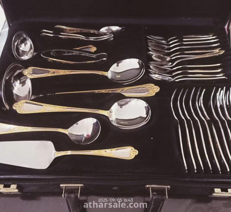 طقم أدوات مائدة ألماني فاخر Vintage – Bestecke Solingen – مطلي ذهب 23/24 قيراط