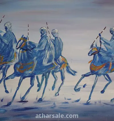 لوحة إصلية لفن التبوريدة المغربية