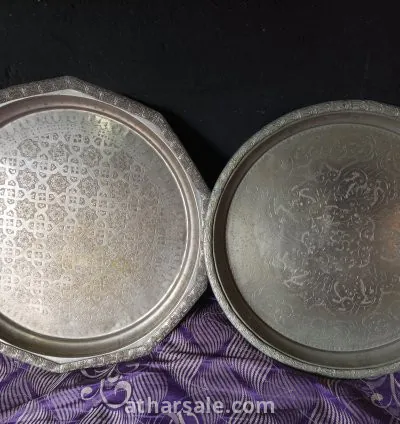 صينية من الفضة الخالصة يتجاوز عمره مئة سنة صنع مغربي