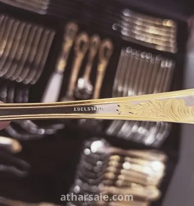 طقم أدوات مائدة ألماني فاخر Vintage – Bestecke Solingen – مطلي ذهب 23/24 قيراط