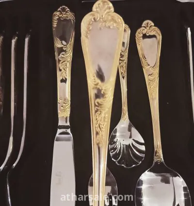 طقم أدوات مائدة ألماني فاخر Vintage – Bestecke Solingen – مطلي ذهب 23/24 قيراط 6
