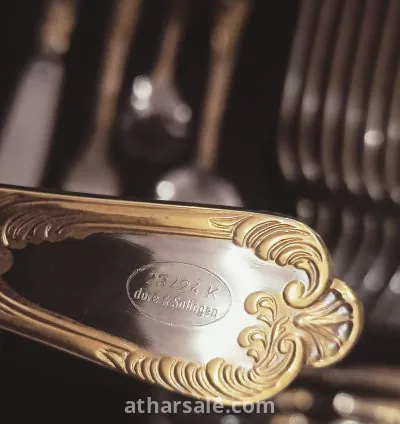 طقم أدوات مائدة ألماني فاخر Vintage – Bestecke Solingen – مطلي ذهب 23/24 قيراط 4