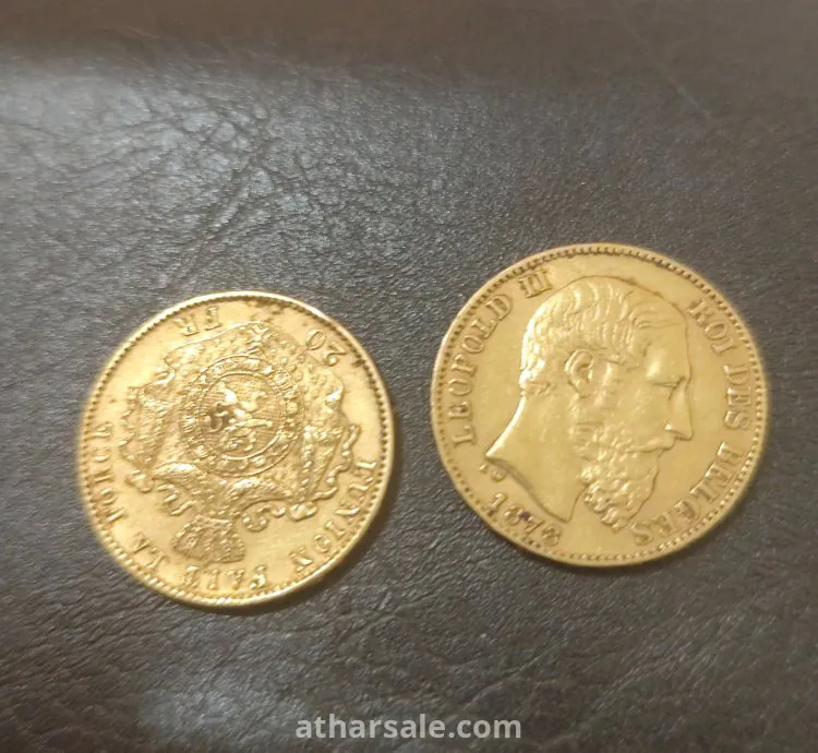 قطعتين نقديتين Belgium Gold 20 Francs coins 1978