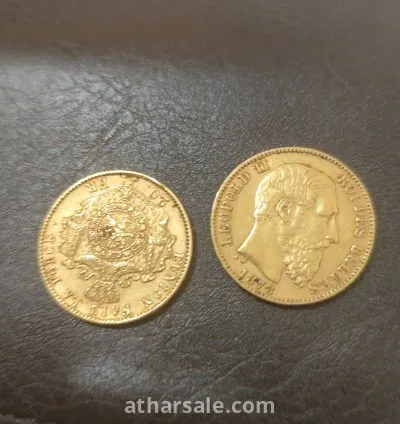 قطعتين نقديتين Belgium Gold 20 Francs coins 1978