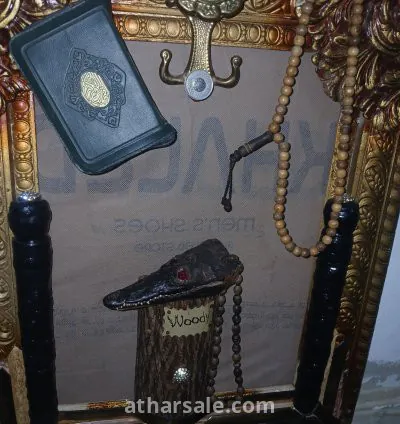 برواز خشب به رأس تمساح محنط عمر 90 عام و مقتنيات اخرى قديمه.