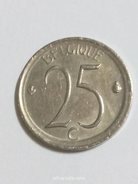 خمسة وعشرون سنتيم 1970/م بلجيكي مصنوعة من النحاس والنيكل الملك بودوين الاول