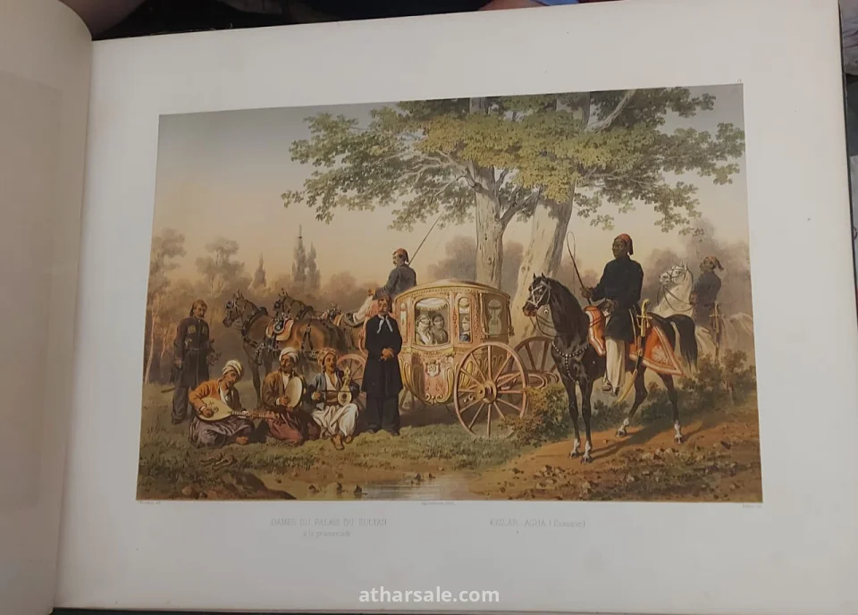 كتاب نادر وأصلي من القرن التاسع عشر يوثق إسطنبول العثمانية من خلال لوحات فنية ملونة مميزة للفنان Jean Brindesi، ويُعد قطعة مهمة لهواة اقتناء الكتب النادرة والفن الاستشراقي وتاريخ الدولة العثمانية تاريخ النشر: حوالي 1855–1860.  العمر التقريبي للكتاب اليوم: حوالي 166 إلى 171 سنة